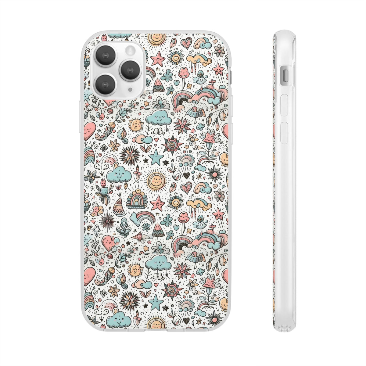 Pastel Doodle Pattern Phone Case – A Playful Touch of Elegance