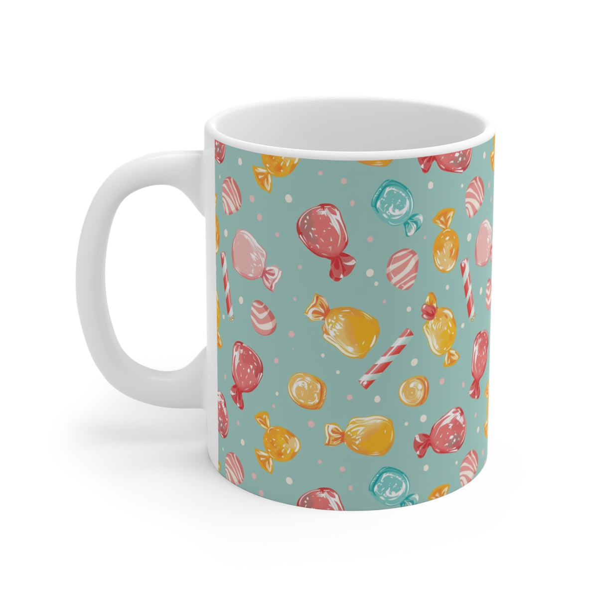 Colorful All-Over Candy Theme Coffee Mug Fun Ceramic Drinkware 249