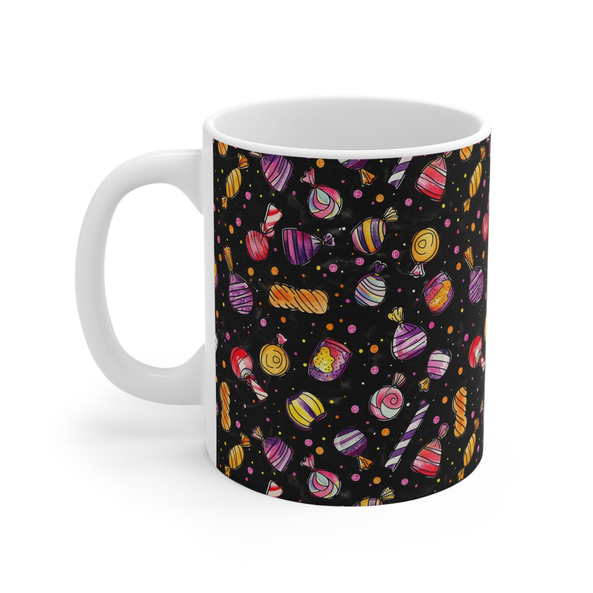 Colorful All-Over Candy Theme Coffee Mug Fun Ceramic Drinkware 420