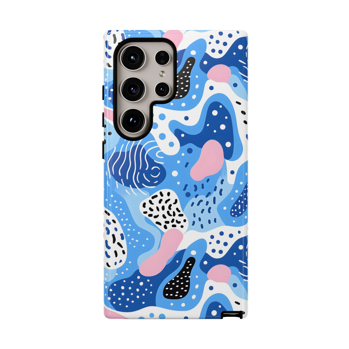 Abstract Baby Blue Memphis Design Phone Case – Sleek and Contemporary Artistry