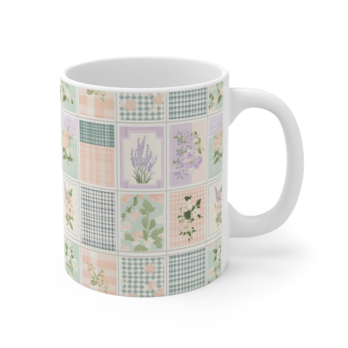 Farmhouse Patchwork Pastel Pattern Coffee Cup  (9)