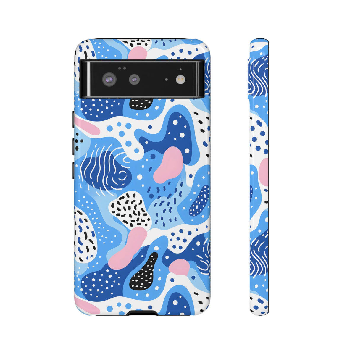 Abstract Baby Blue Memphis Design Phone Case – Sleek and Contemporary Artistry