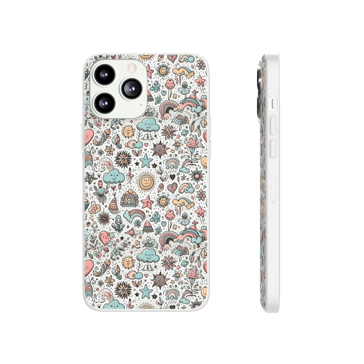 Pastel Doodle Pattern Phone Case – A Playful Touch of Elegance