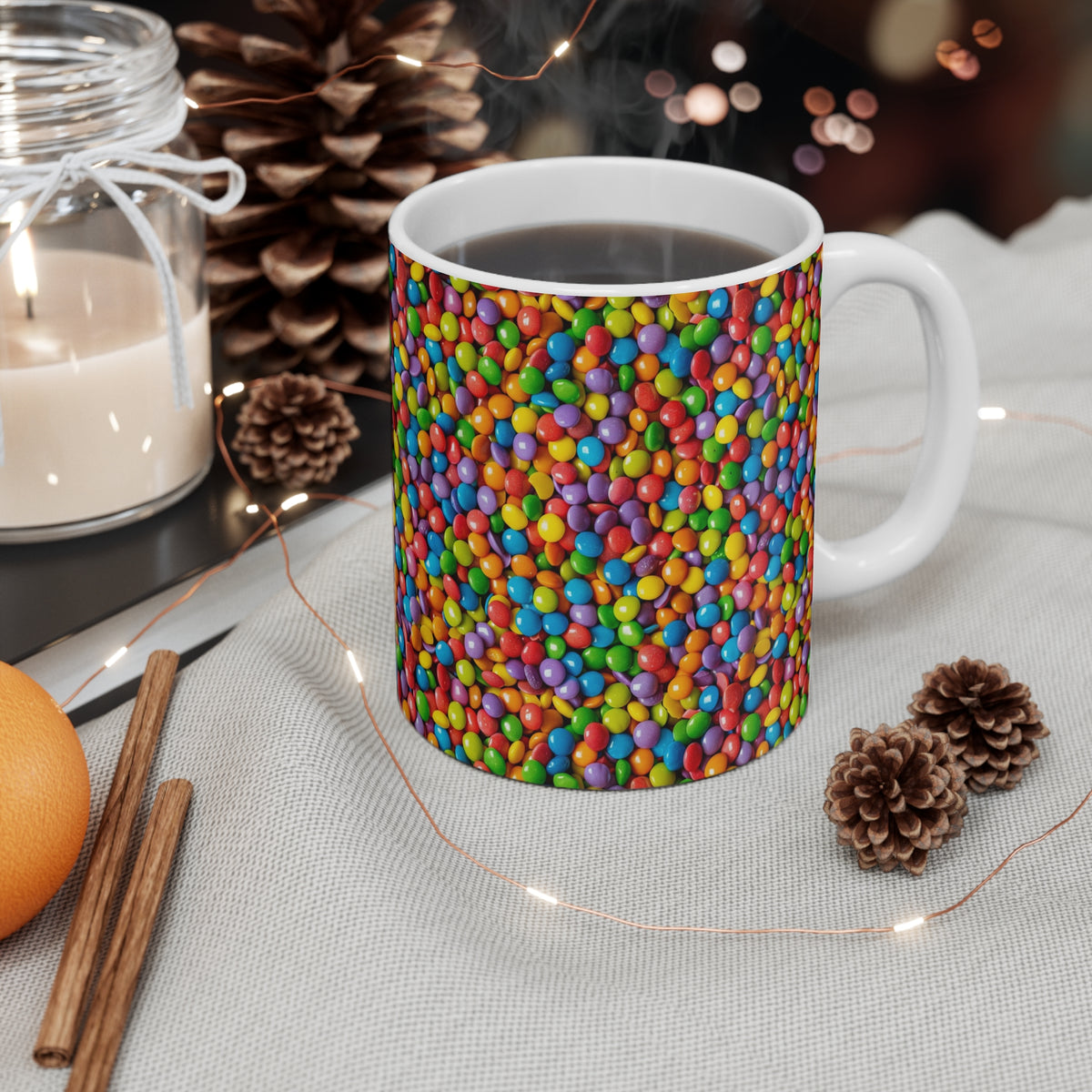 Colorful All-Over Candy Theme Coffee Mug Fun Ceramic Drinkware 355