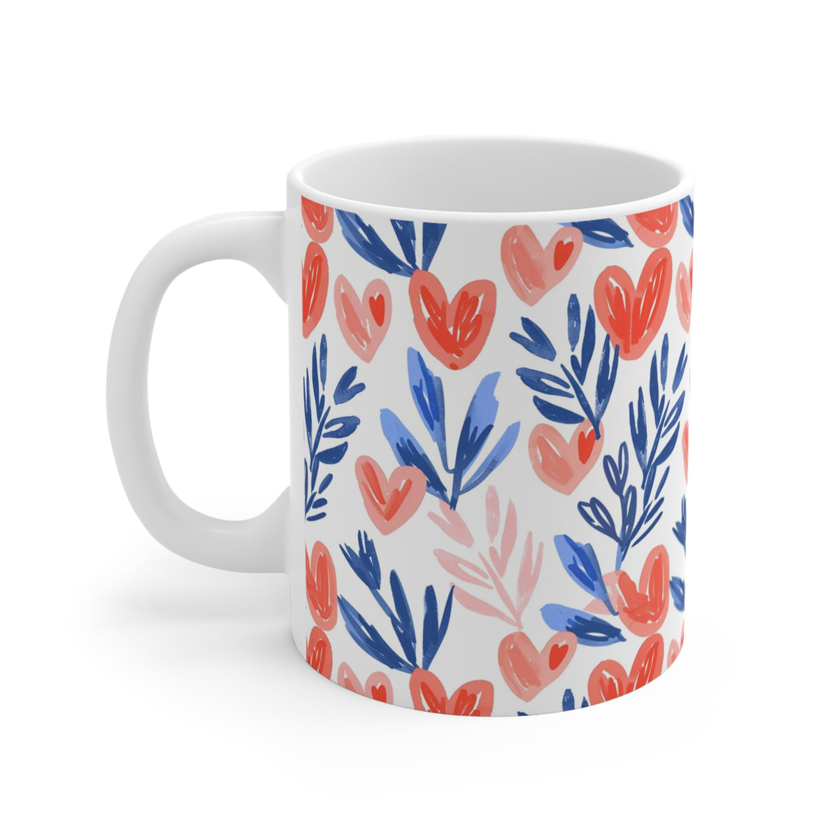 Colorful Heart Design Coffee Mug - Endless Love Pattern Ceramic Cup 337