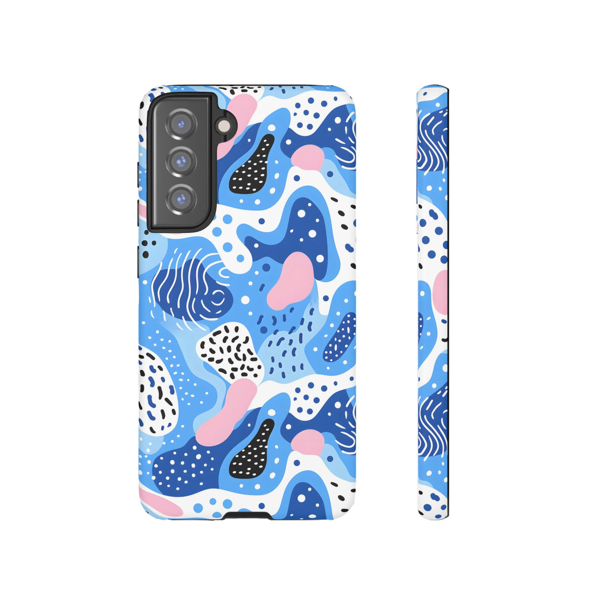 Abstract Baby Blue Memphis Design Phone Case – Sleek and Contemporary Artistry