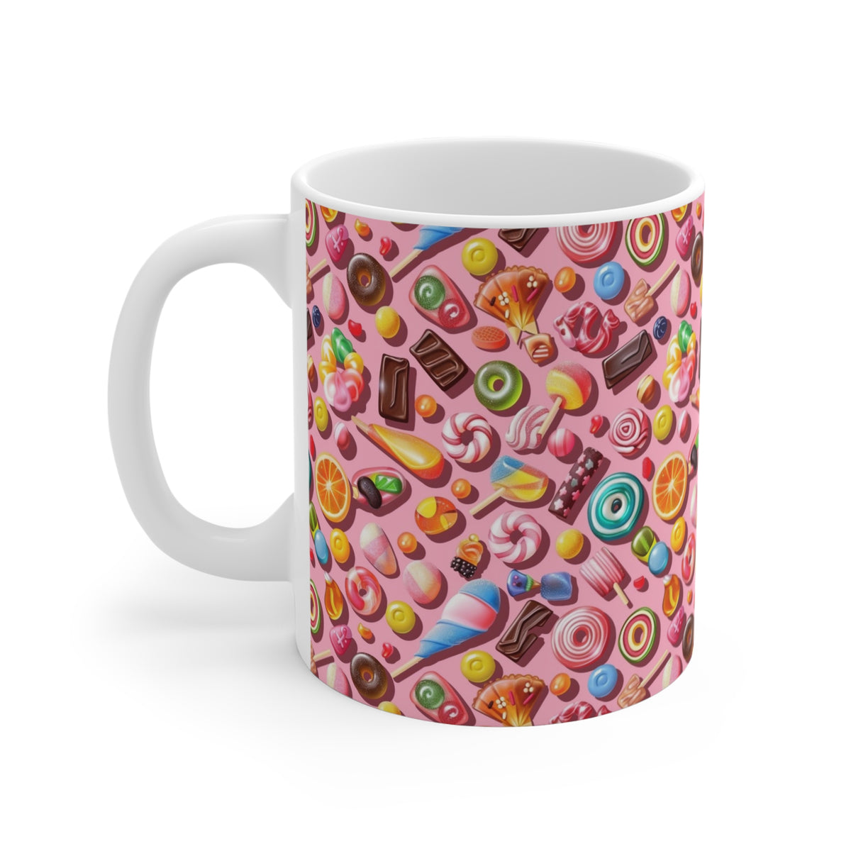 Colorful All-Over Candy Theme Coffee Mug Fun Ceramic Drinkware 459