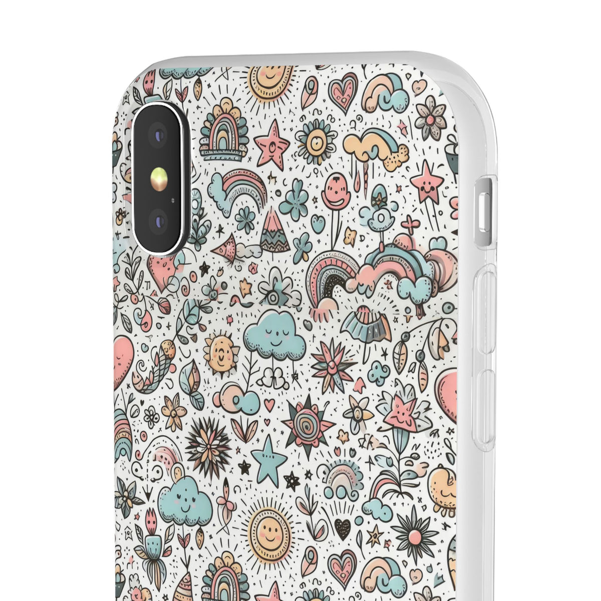 Pastel Doodle Pattern Phone Case – A Playful Touch of Elegance