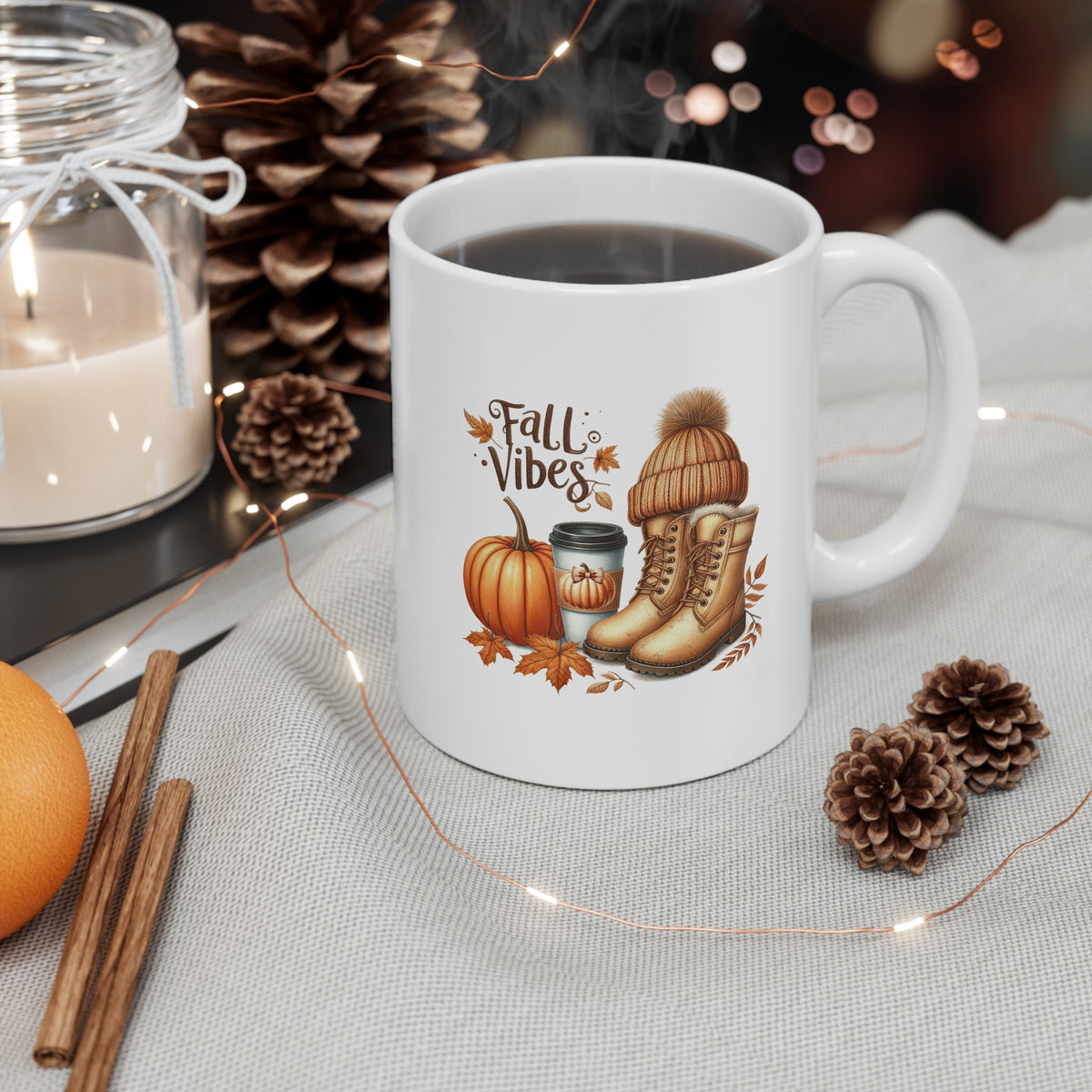 Fall Vibes Ceramic Coffee Cups, 11oz