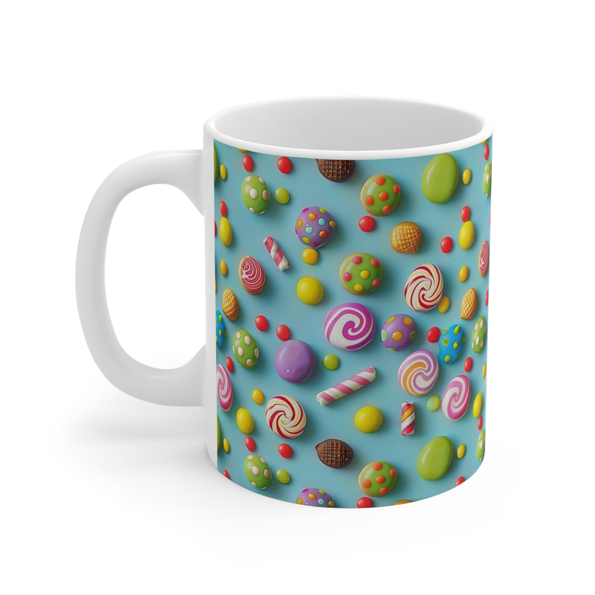 Colorful All-Over Candy Theme Coffee Mug Fun Ceramic Drinkware 259