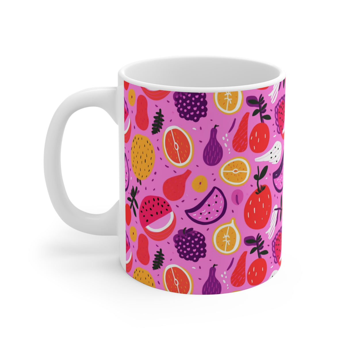 Vibrant Infinite Fruit Pattern Coffee Mug - Unique Ceramic Drinkware 851
