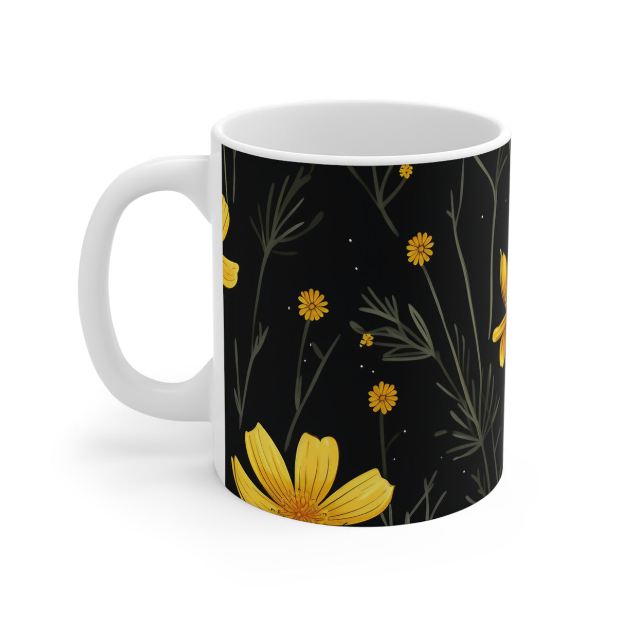 Charming Small Yellow Wildflowers Coffee Mug – Perfect for Nature Lovers  (4)