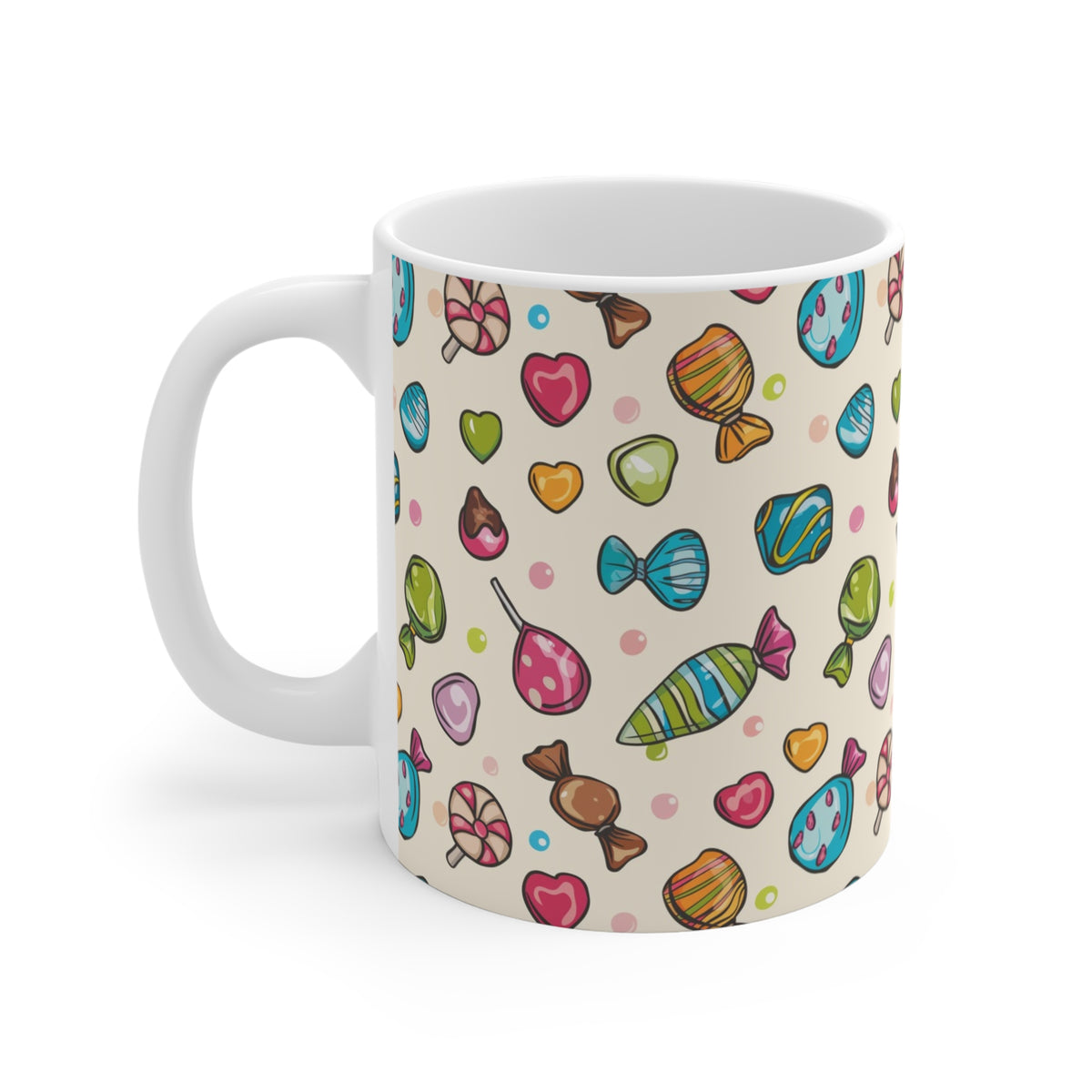 Colorful All-Over Candy Theme Coffee Mug Fun Ceramic Drinkware 340