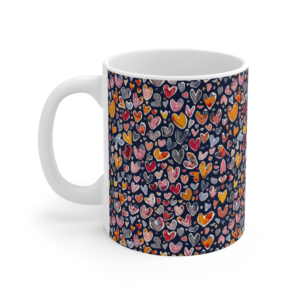 Colorful Heart Design Coffee Mug - Endless Love Pattern Ceramic Cup 645