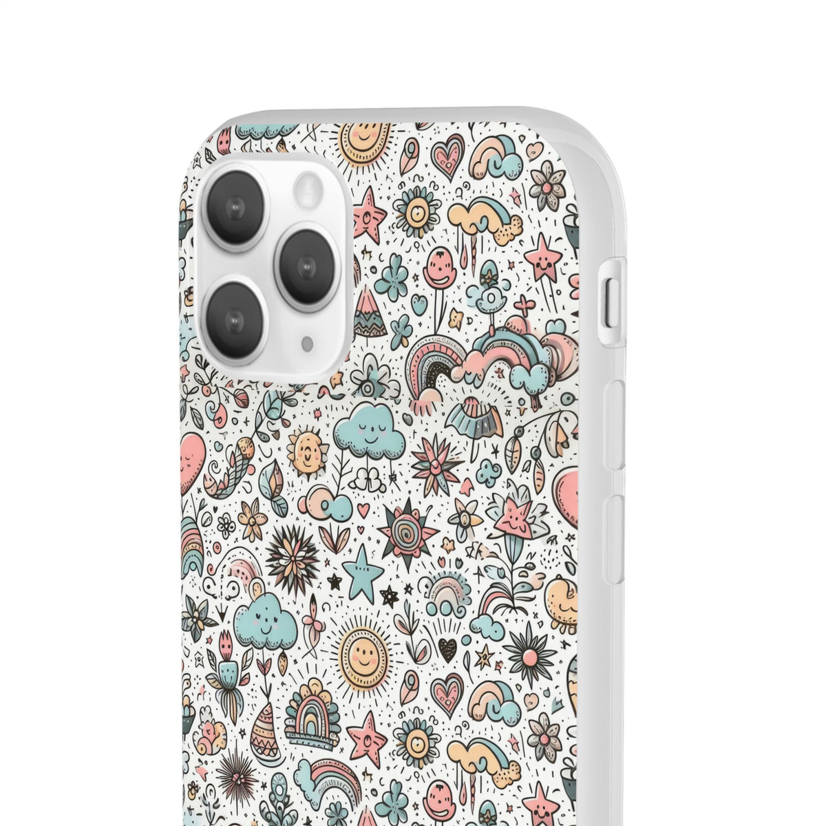 Pastel Doodle Pattern Phone Case – A Playful Touch of Elegance