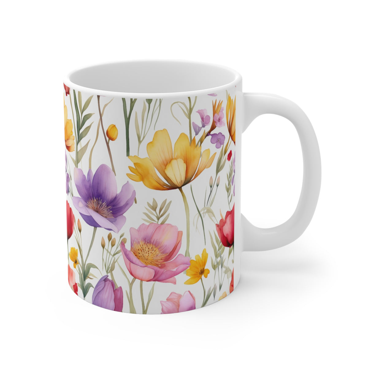 Beautiful Spring Flowers Watercolor Coffee Mug – Perfect for Nature Enthusiasts  (10)