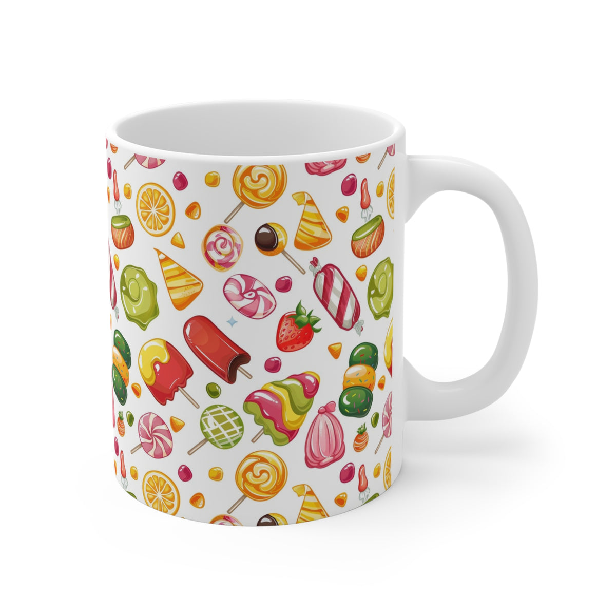 Colorful All-Over Candy Theme Coffee Mug Fun Ceramic Drinkware 360