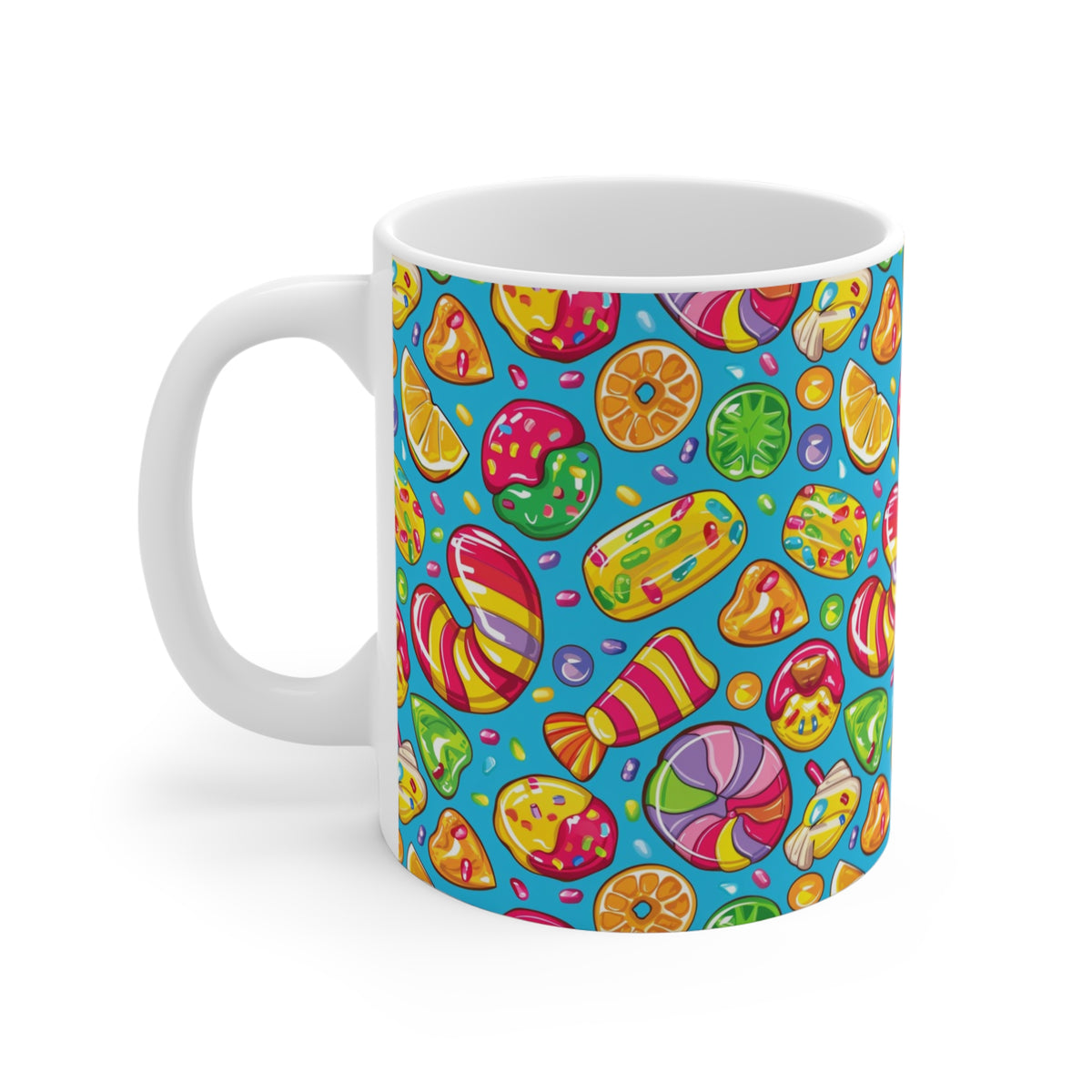 Colorful All-Over Candy Theme Coffee Mug Fun Ceramic Drinkware 283