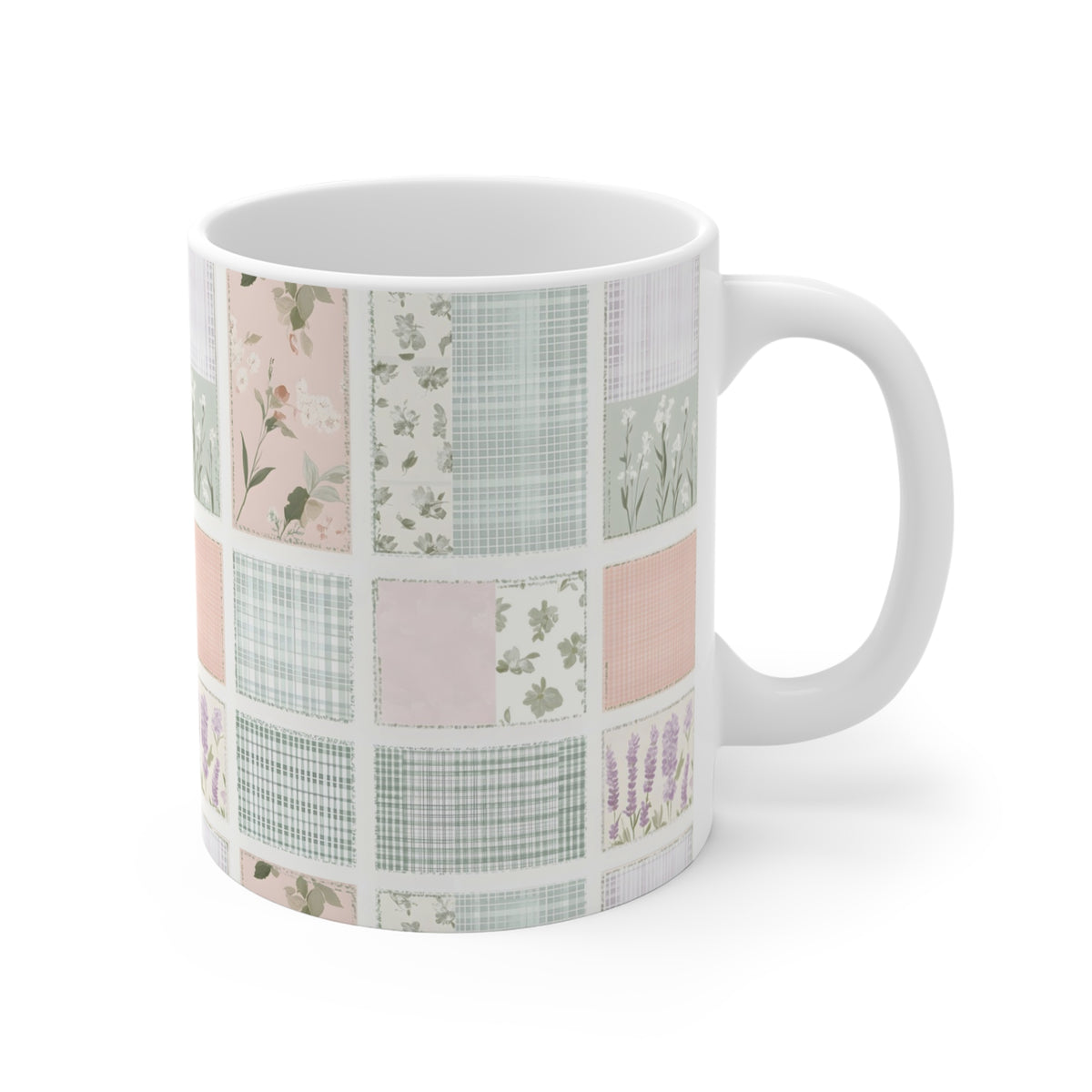 Farmhouse Patchwork Pastel Pattern Coffee Cup  (12)