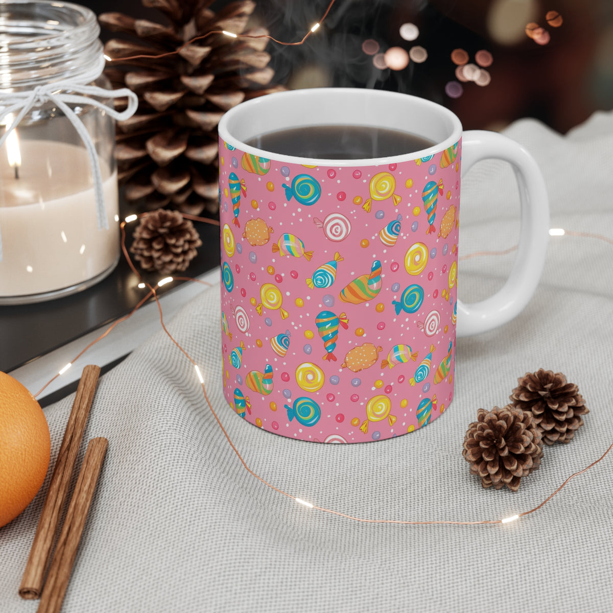 Colorful All-Over Candy Theme Coffee Mug Fun Ceramic Drinkware 403