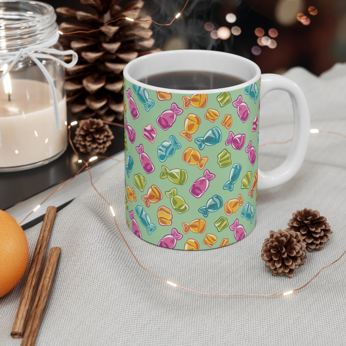 Colorful All-Over Candy Theme Coffee Mug Fun Ceramic Drinkware 208