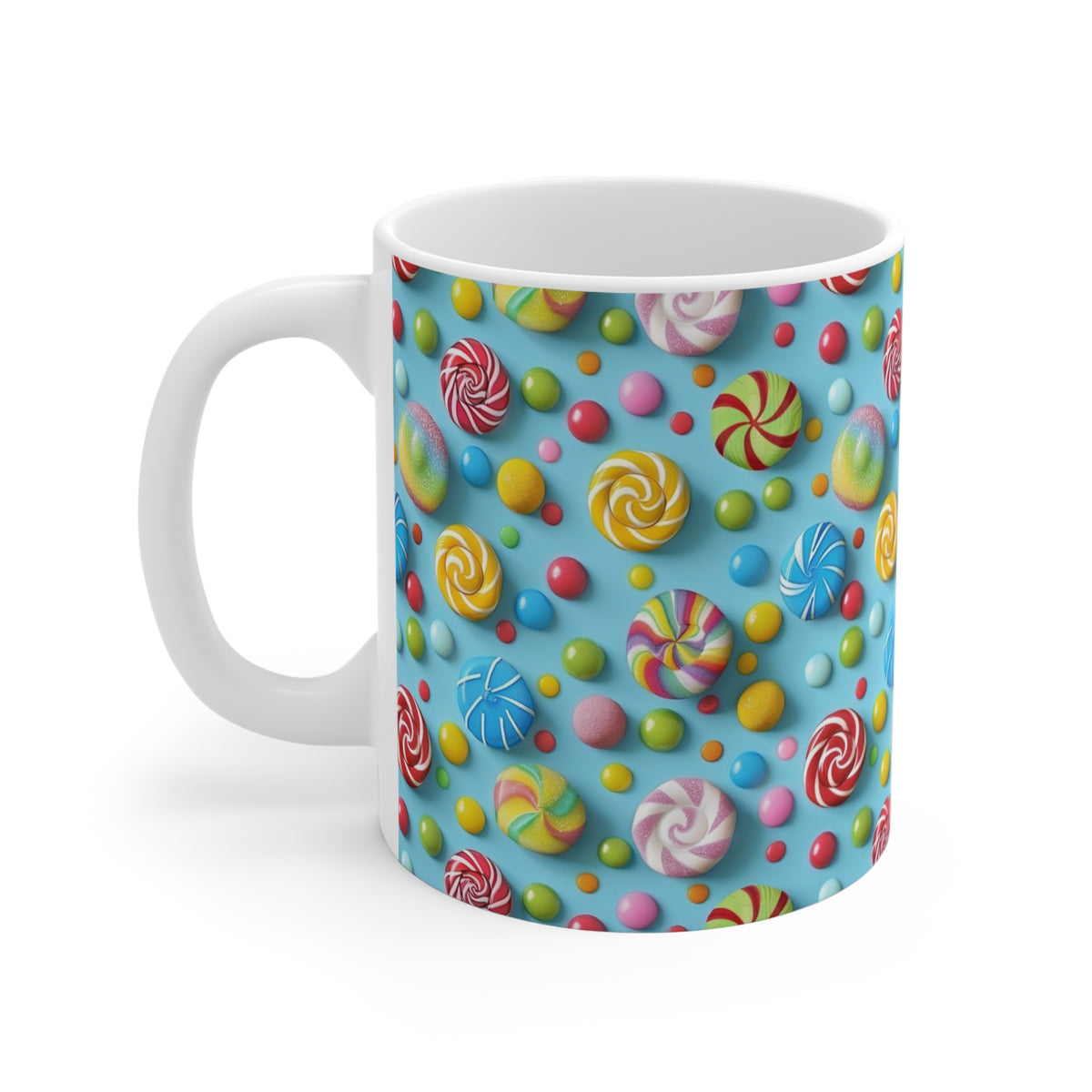 Colorful All-Over Candy Theme Coffee Mug Fun Ceramic Drinkware 348