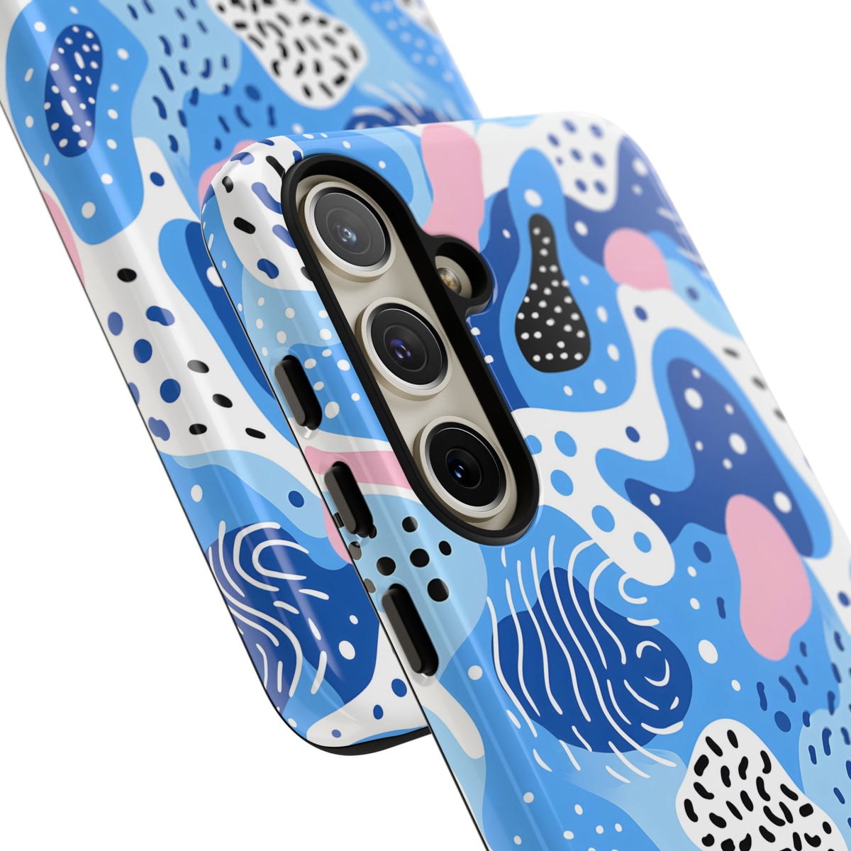 Abstract Baby Blue Memphis Design Phone Case – Sleek and Contemporary Artistry