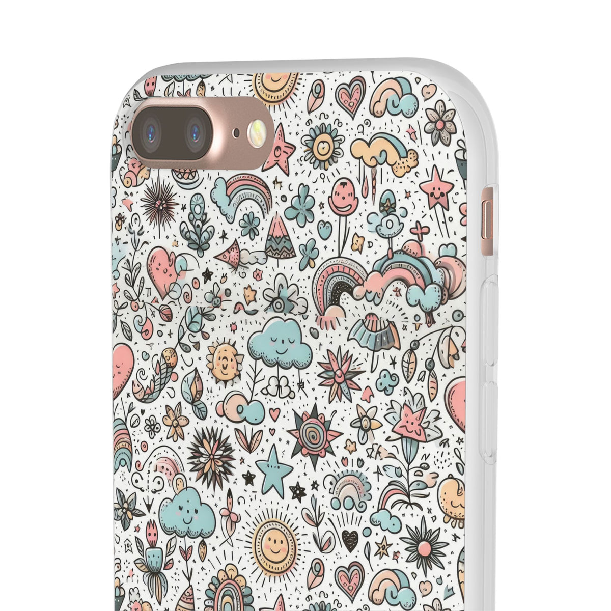 Pastel Doodle Pattern Phone Case – A Playful Touch of Elegance