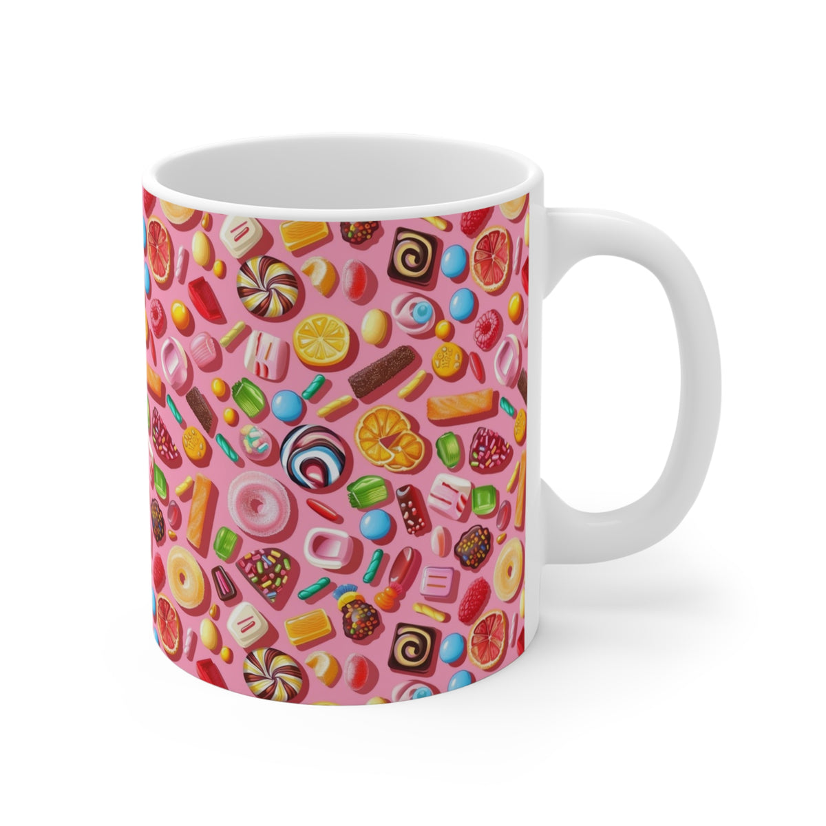 Colorful All-Over Candy Theme Coffee Mug Fun Ceramic Drinkware 382