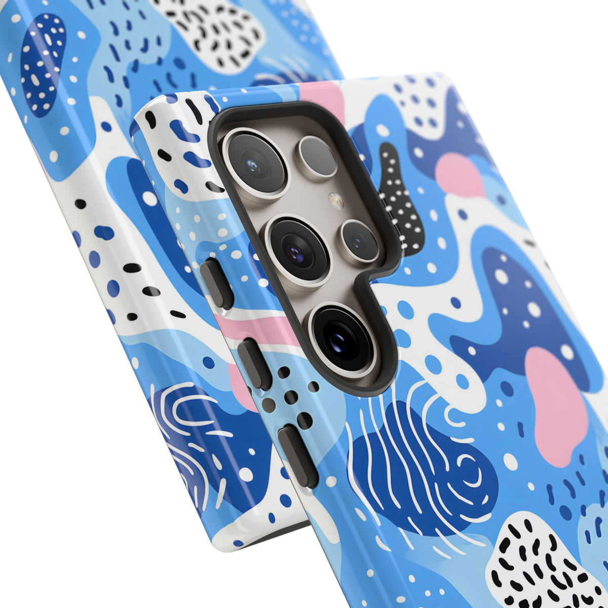 Abstract Baby Blue Memphis Design Phone Case – Sleek and Contemporary Artistry