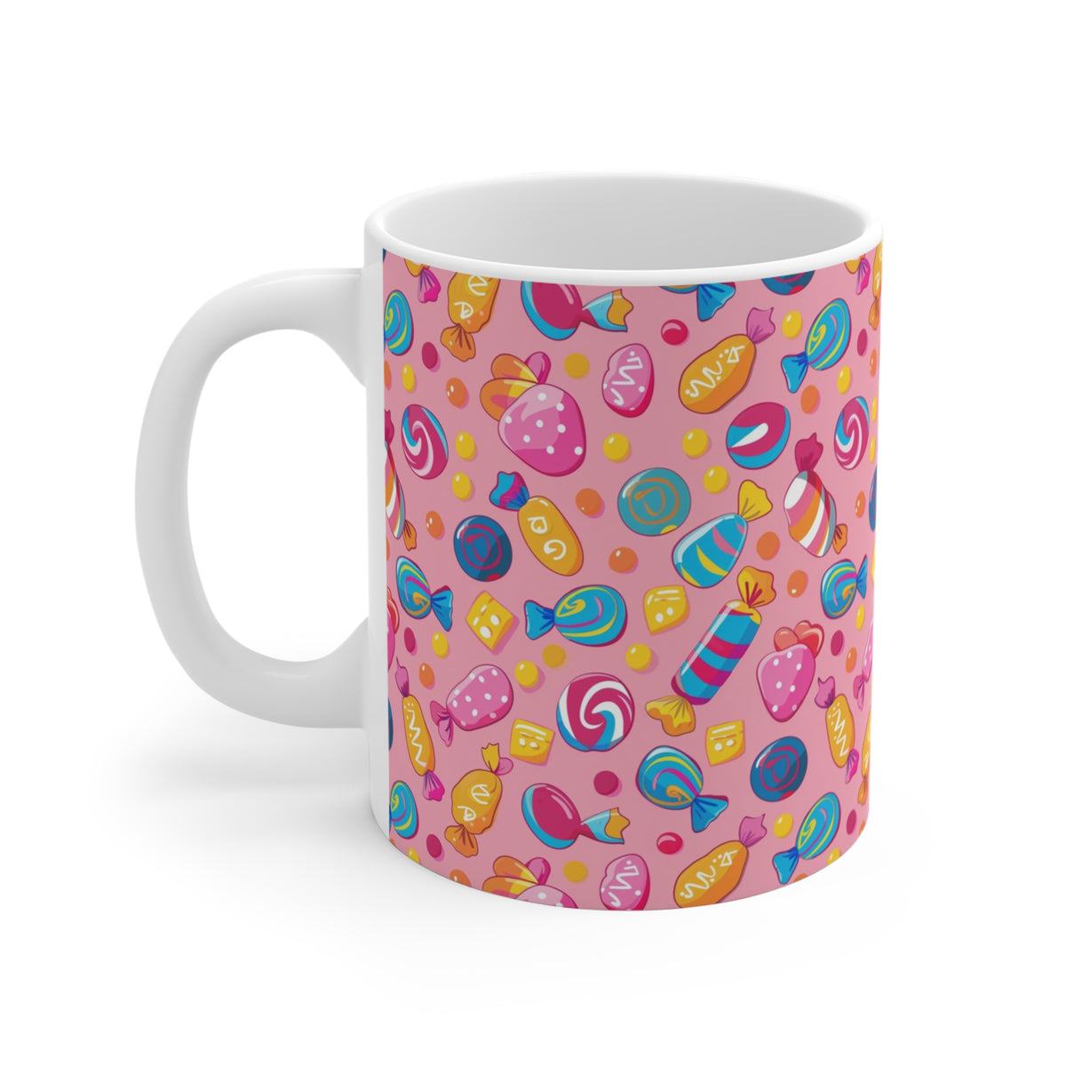 Colorful All-Over Candy Theme Coffee Mug Fun Ceramic Drinkware 468