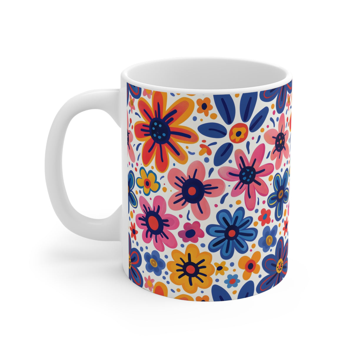 Funky Groovy Boho Flowers Coffee Mug – Bold and Colorful Drinkware  (15)