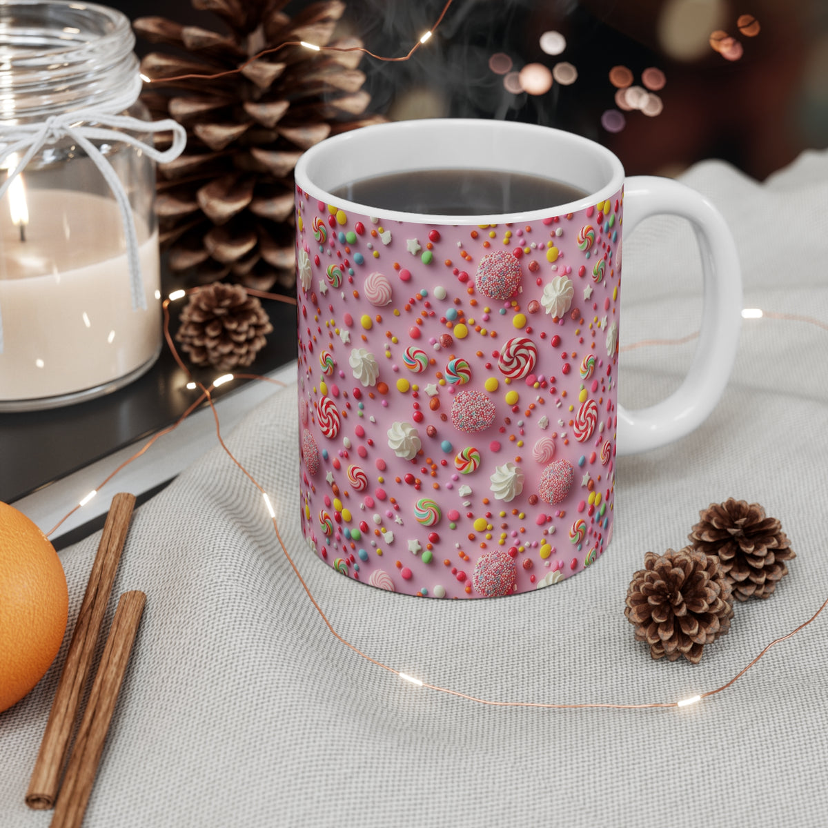 Colorful All-Over Candy Theme Coffee Mug Fun Ceramic Drinkware 097