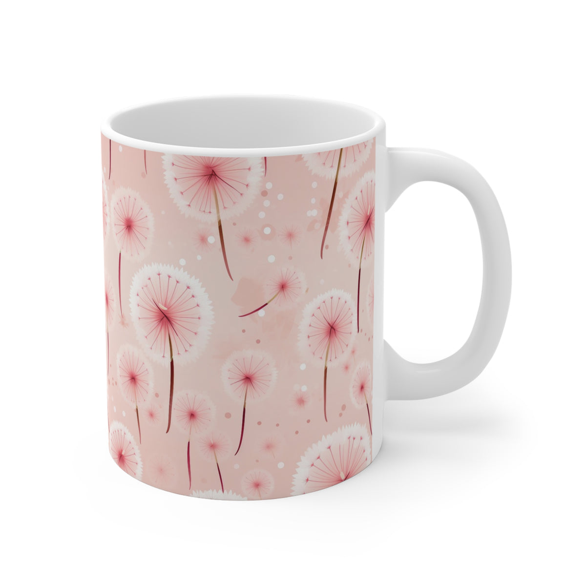 Pink Dandelions Pattern Coffee Cup-Floral Ceramic Mug for Tea and Coffee  (8)