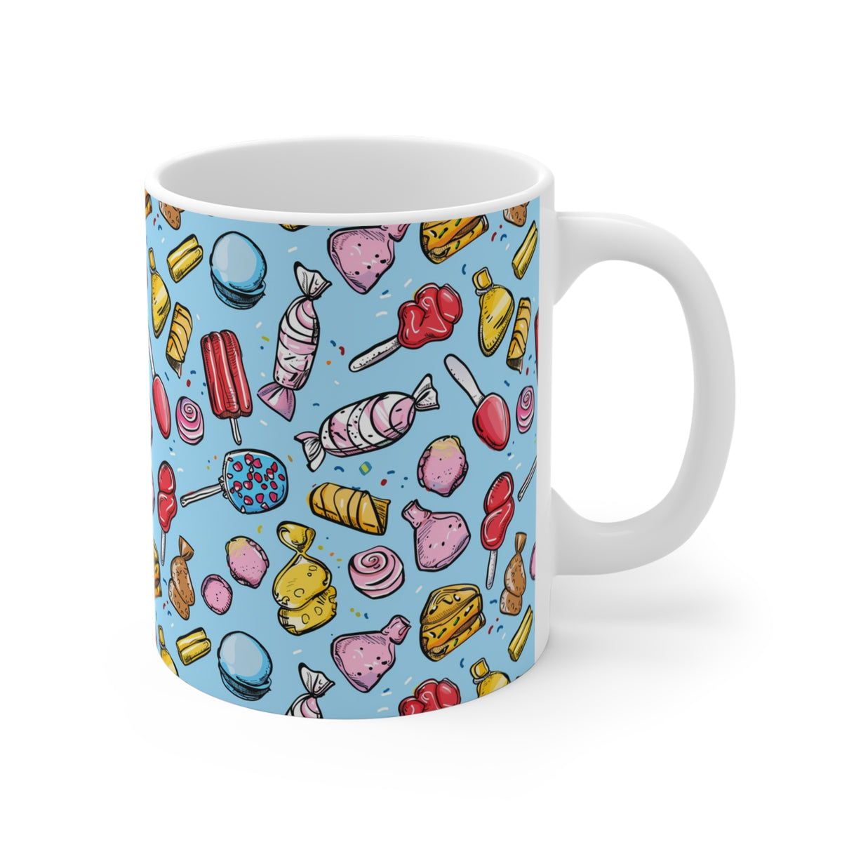 Colorful All-Over Candy Theme Coffee Mug Fun Ceramic Drinkware 492