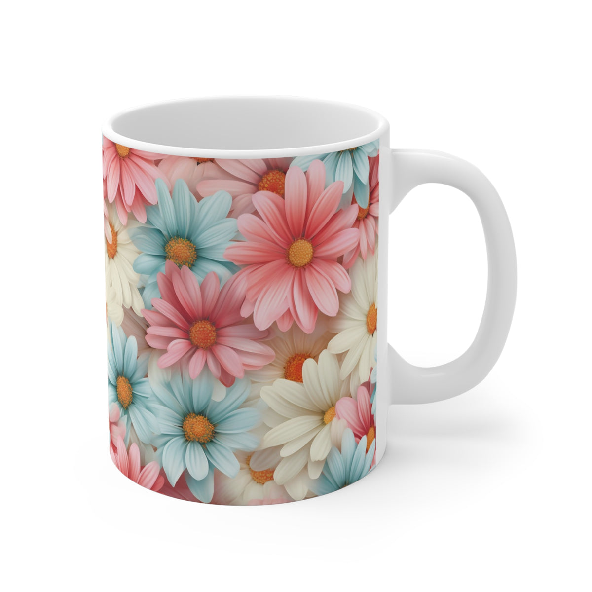 Pastel Daisies Pattern Coffee Cup-Floral Ceramic Mug for Tea and Coffee  (6)