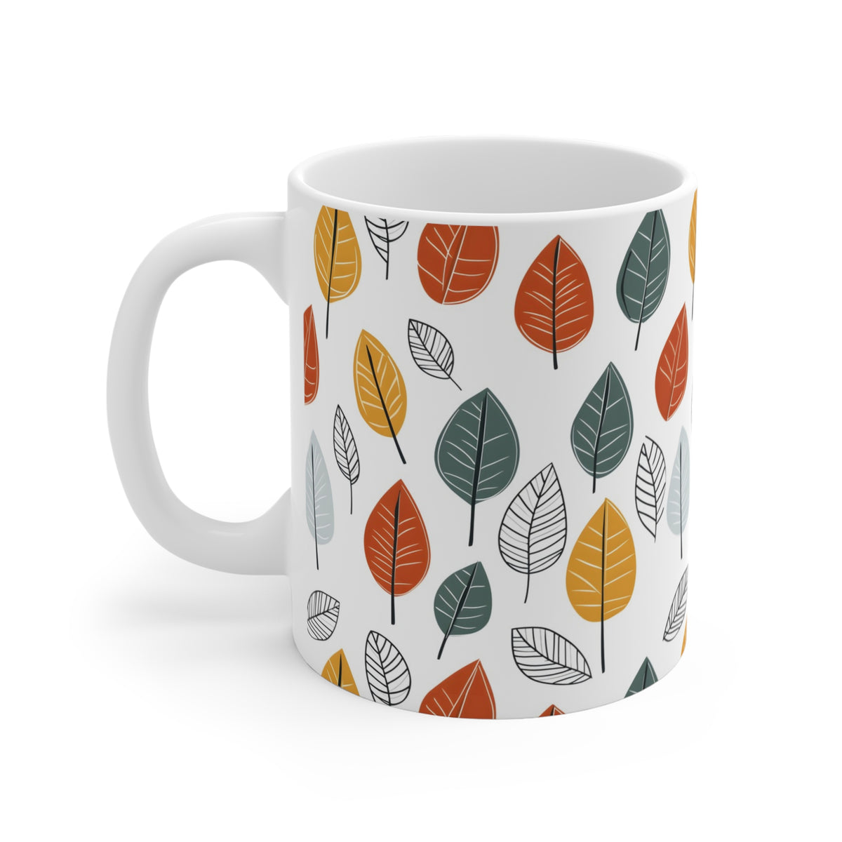 Botanical Foliage Autumn Leaf Pattern Coffee Cup  (3)