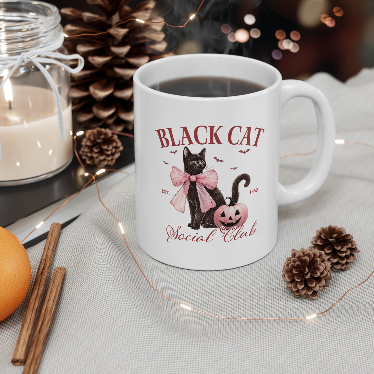 Black Cat Ceramic Coffee Cups, 11oz