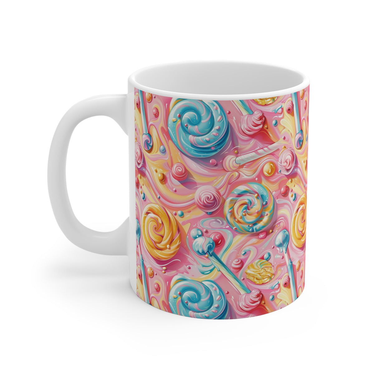 Colorful All-Over Candy Theme Coffee Mug Fun Ceramic Drinkware 237