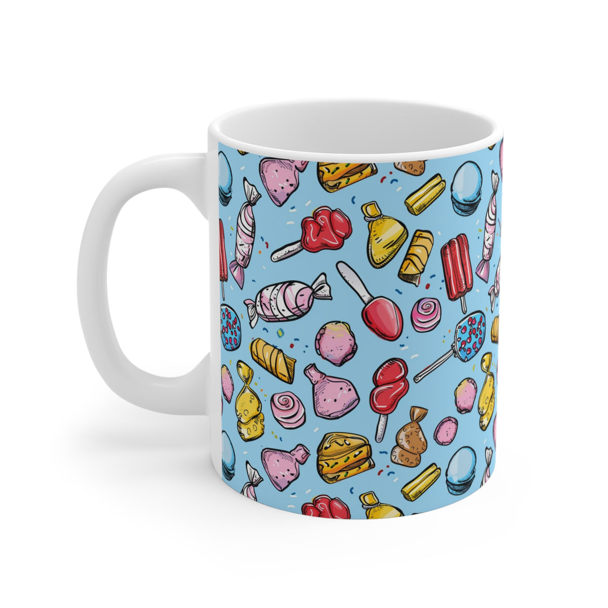 Colorful All-Over Candy Theme Coffee Mug Fun Ceramic Drinkware 492