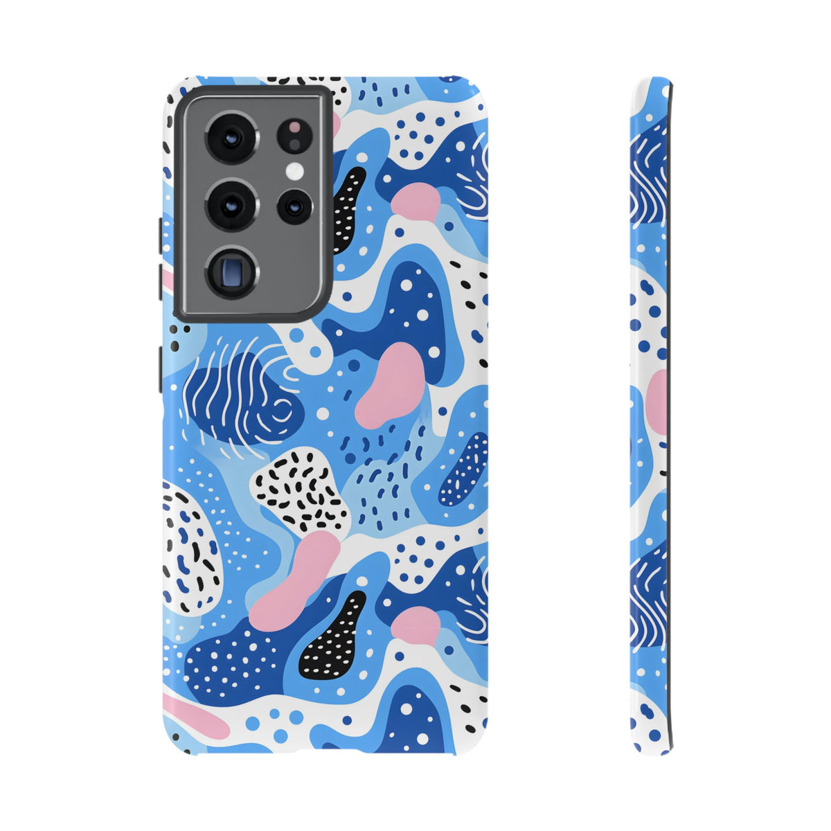 Abstract Baby Blue Memphis Design Phone Case – Sleek and Contemporary Artistry