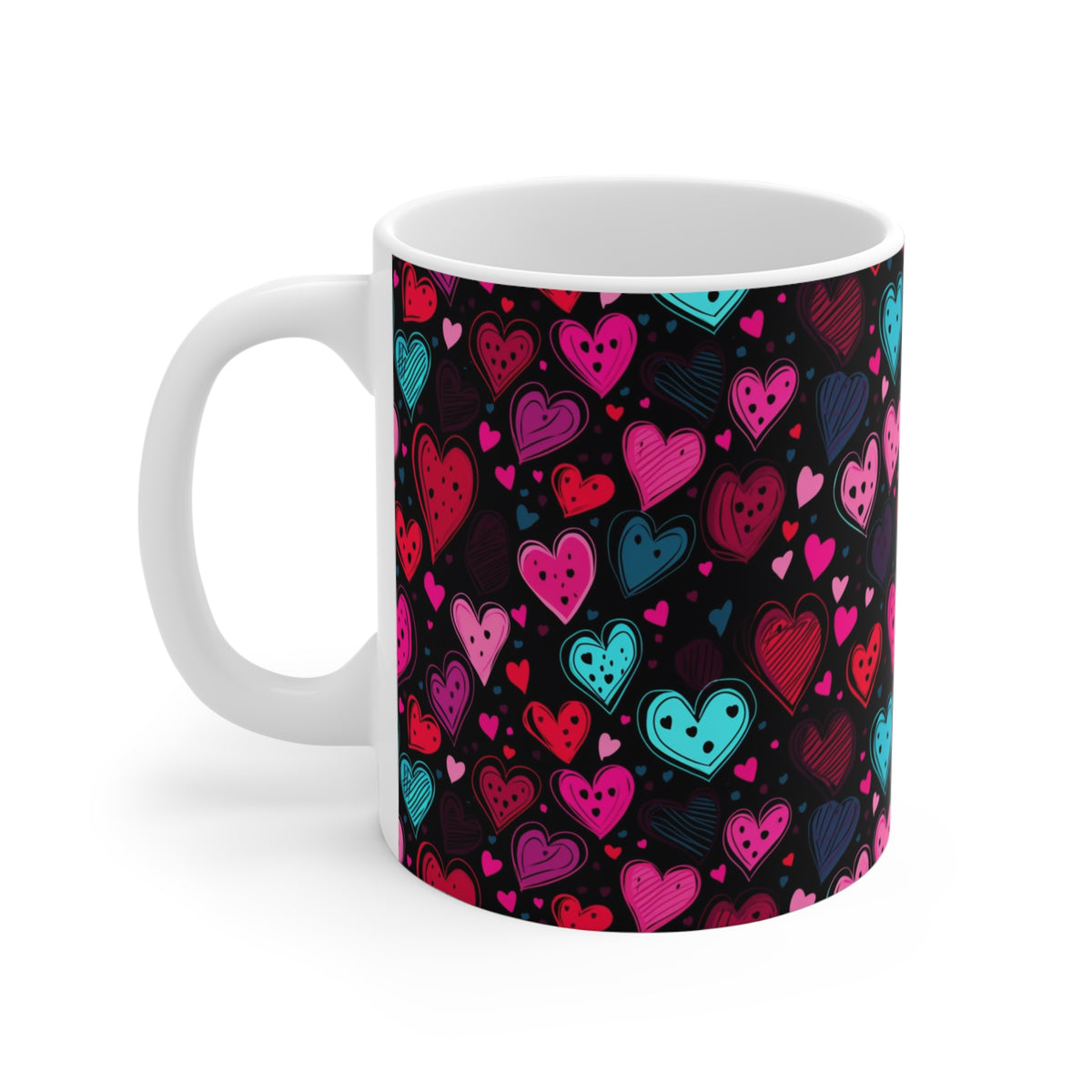 Colorful Heart Design Coffee Mug - Endless Love Pattern Ceramic Cup 775