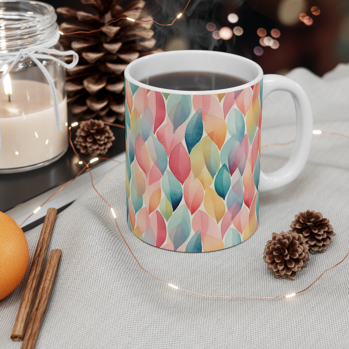 Various Watercolor Design All Over Coffee Mug – Unique Artistic Ceramic Coffee Cup 70