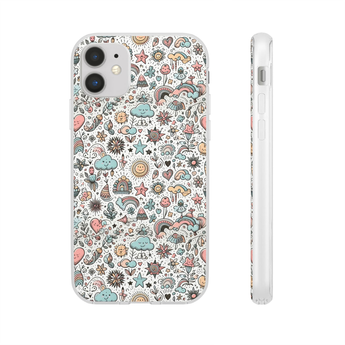 Pastel Doodle Pattern Phone Case – A Playful Touch of Elegance