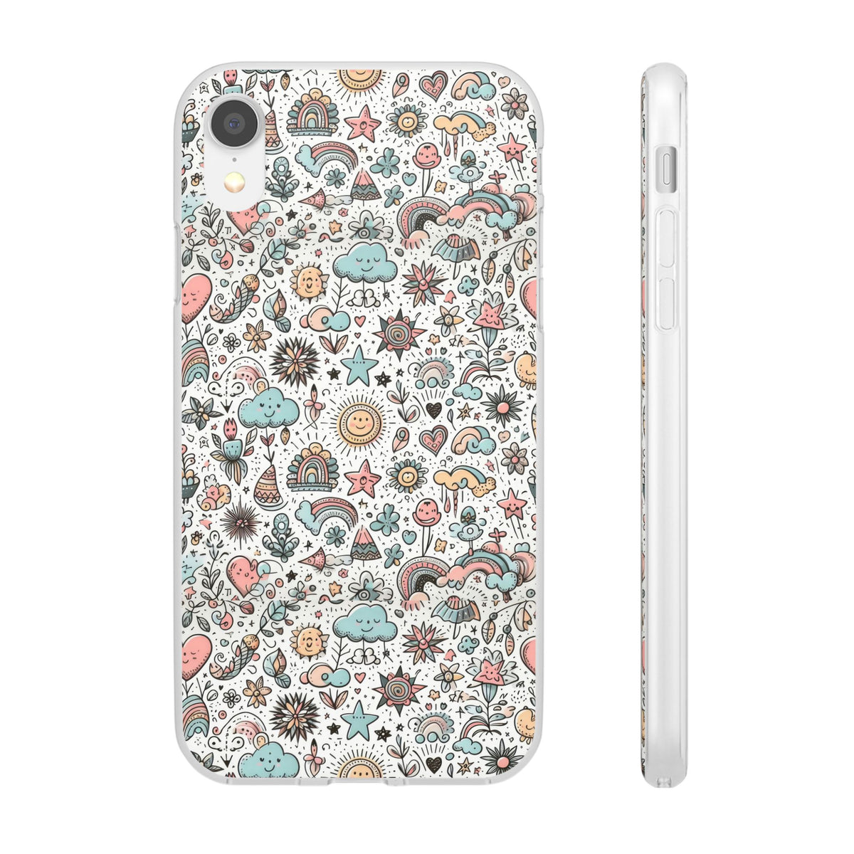 Pastel Doodle Pattern Phone Case – A Playful Touch of Elegance