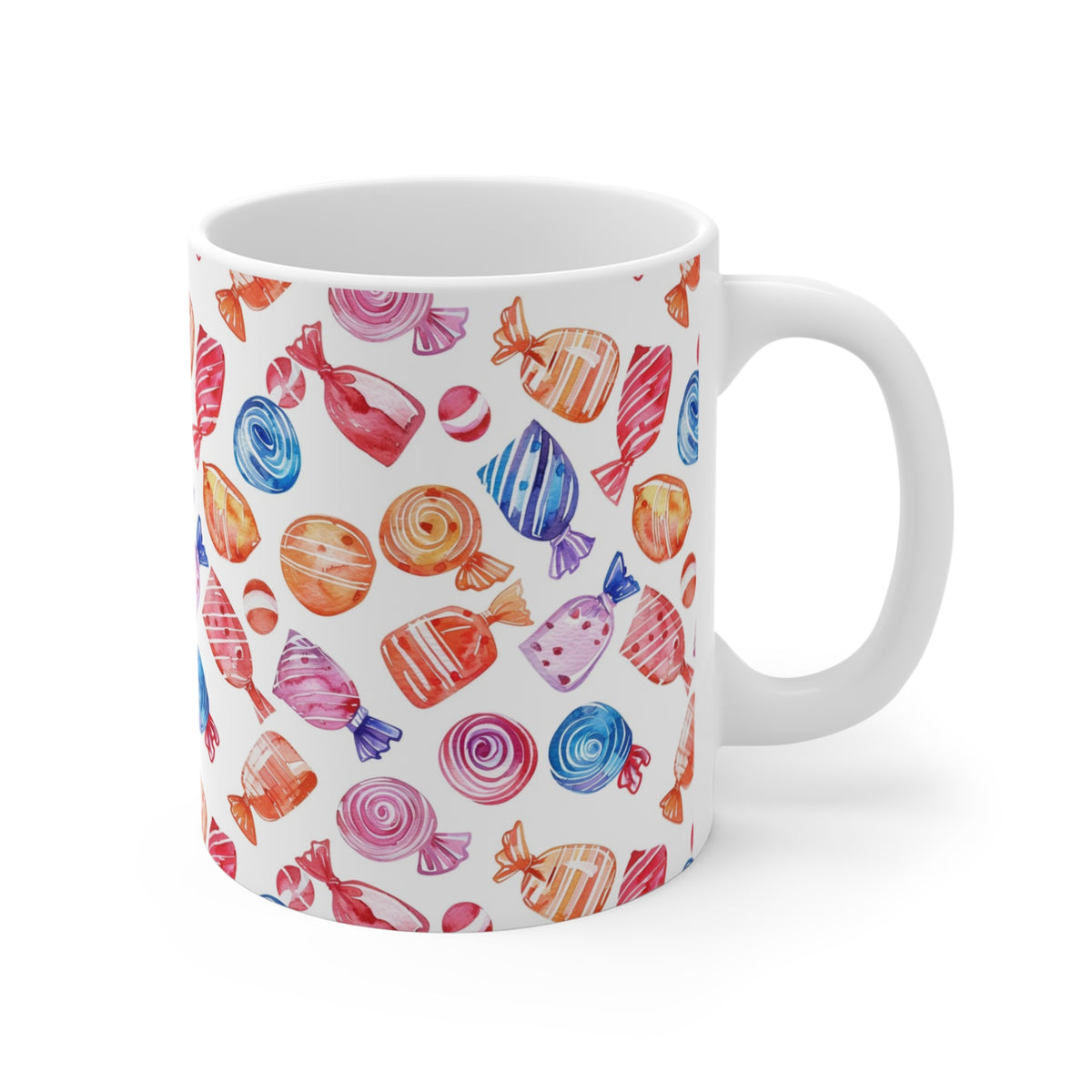 Colorful All-Over Candy Theme Coffee Mug Fun Ceramic Drinkware 393