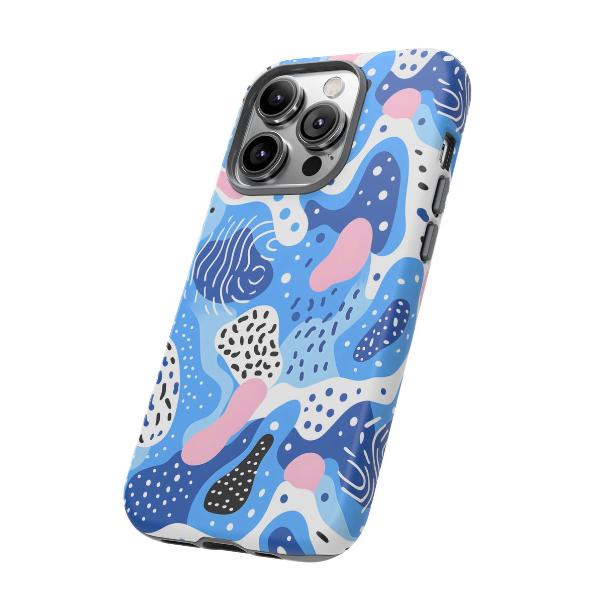 Abstract Baby Blue Memphis Design Phone Case – Sleek and Contemporary Artistry