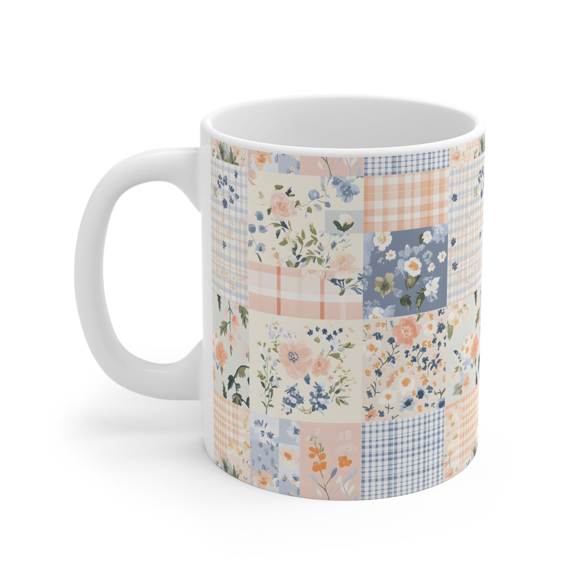 Farmhouse Patchwork Pastel Pattern Coffee Cup  (5)