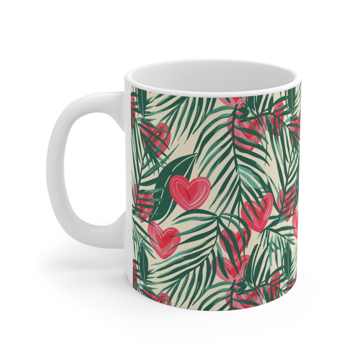 Colorful Heart Design Coffee Mug - Endless Love Pattern Ceramic Cup 161