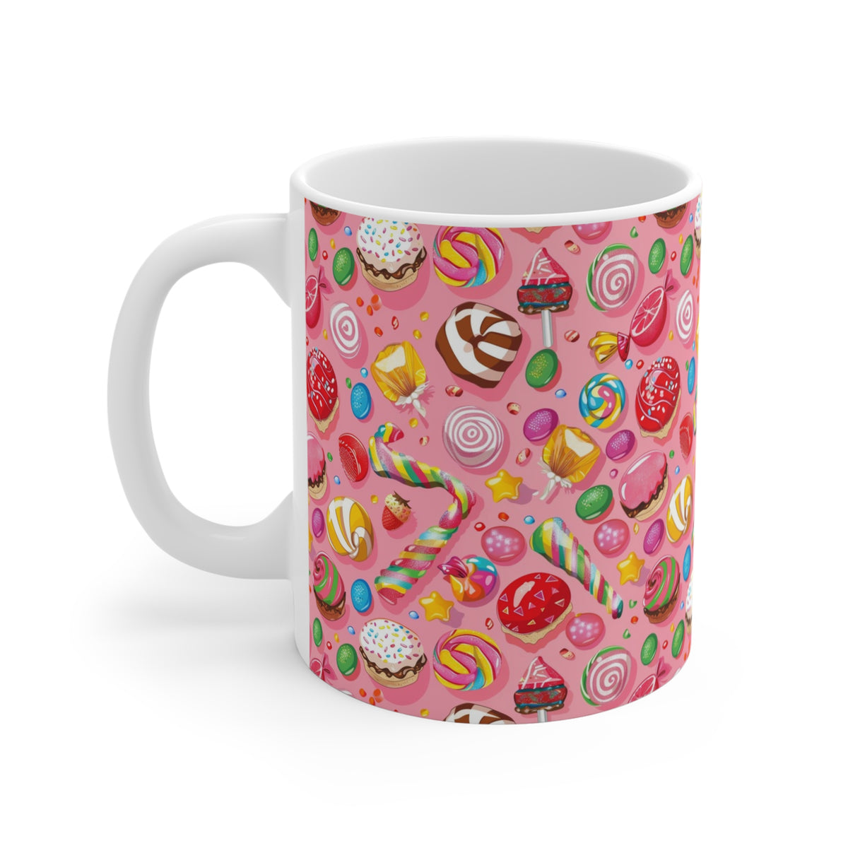 Colorful All-Over Candy Theme Coffee Mug Fun Ceramic Drinkware 298